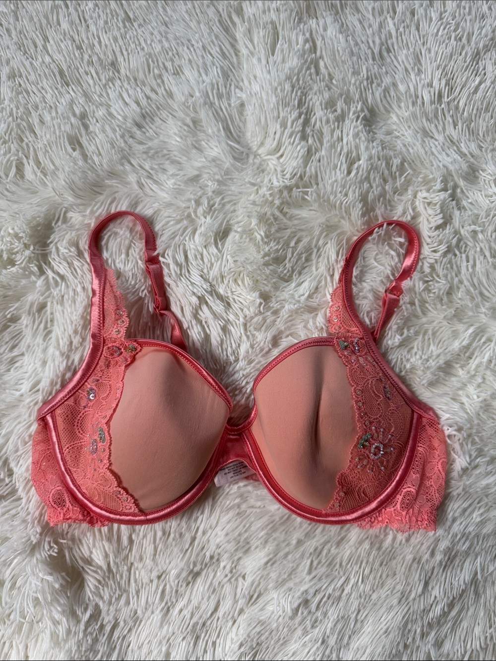 VS 2006 Angels Coral Beaded Lined Demi Bra